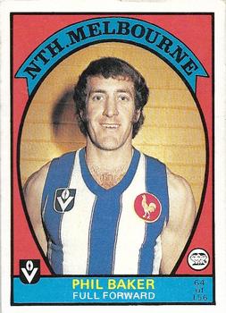 1978 Scanlens VFL #64 Phil Baker Front